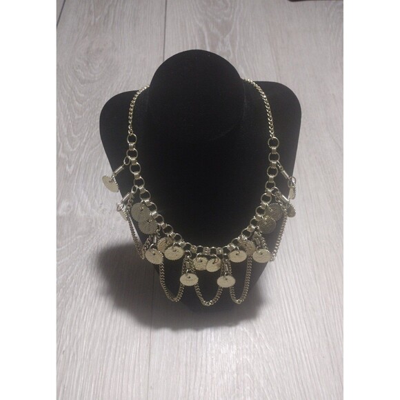 Jewelry - Bohemian Cha-Cha Gold Tone Chain/Coin Necklace - Fun - New